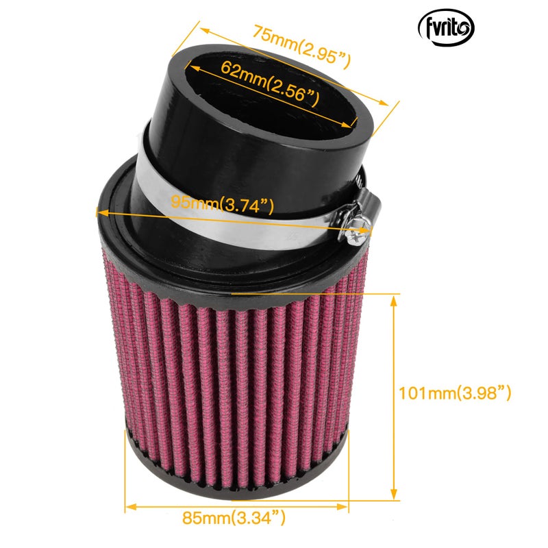 FVRITO High Performance Upgraded Air Filter Cleaner for 6.5 HP Predator 212cc 68120 69730 60363 196cc GX160 GX200 BT200X CT100X CT100U CT200U CC100X RTK100 RB200 Baja MB165 MB200 Mini Bike Go Kart Red - Image 3